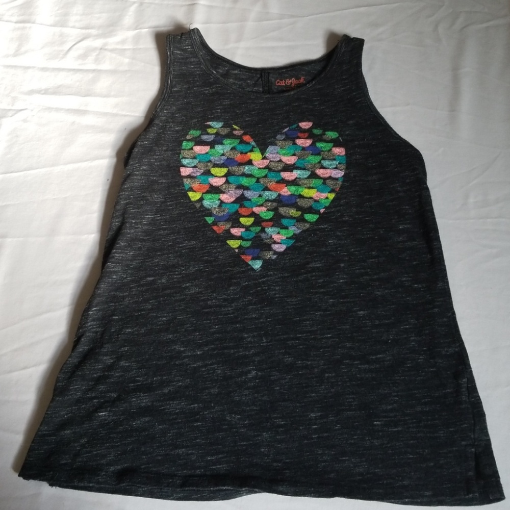 Girls Cat & Jack Grey heart tank top 10/12